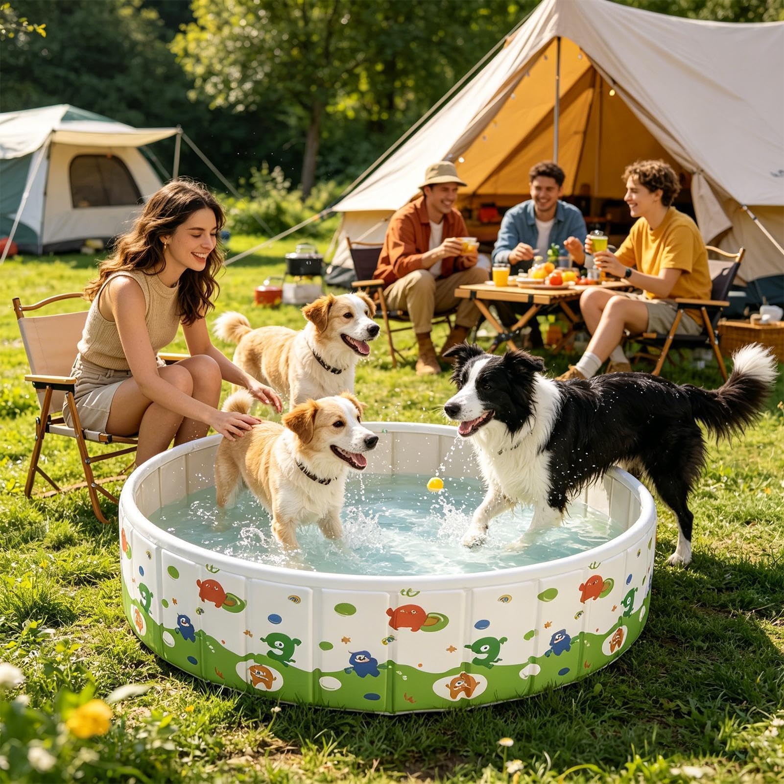Kinderplanschbecken Faltbare Hundebadewanne | Hundeplanschbecken für den Garten, beim Camping, am , im Wohnmobil, den Sommer, zu Hause, in der Wohnung, für Hundehalter,