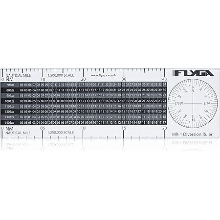 FlyGA Flight Diversion Ruler (Nautical Mile Navigation Plotter) - For ...