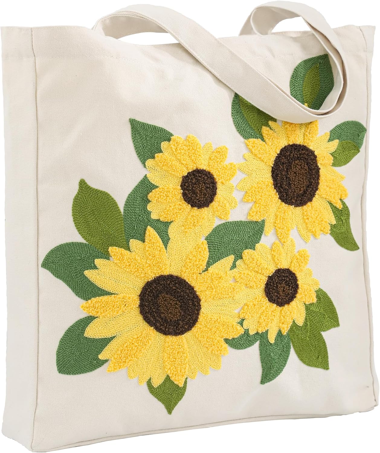 Perseverance Trade Embroidery Canvas Tote Bag for Women Reusable Cotton Shoulder Bag for Shopping Grocery Beach Book Gift Gym
