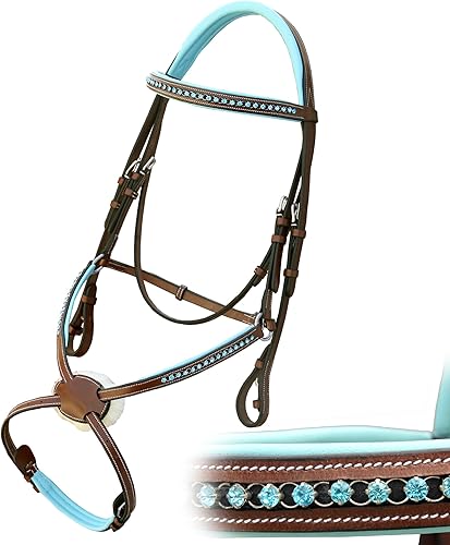 Miniatura 2 de Exion Soft Lined con figura de 8 bridas y riñas de goma para caballos  Figura inglesa 8 Blue Bridle