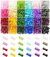 REVKI 600pcs 6x12mm Bamboo Glass Beads Kit - 24 Colors Rice Shaped Beads for Bracelet Necklace DIY Jewelry Crafts
