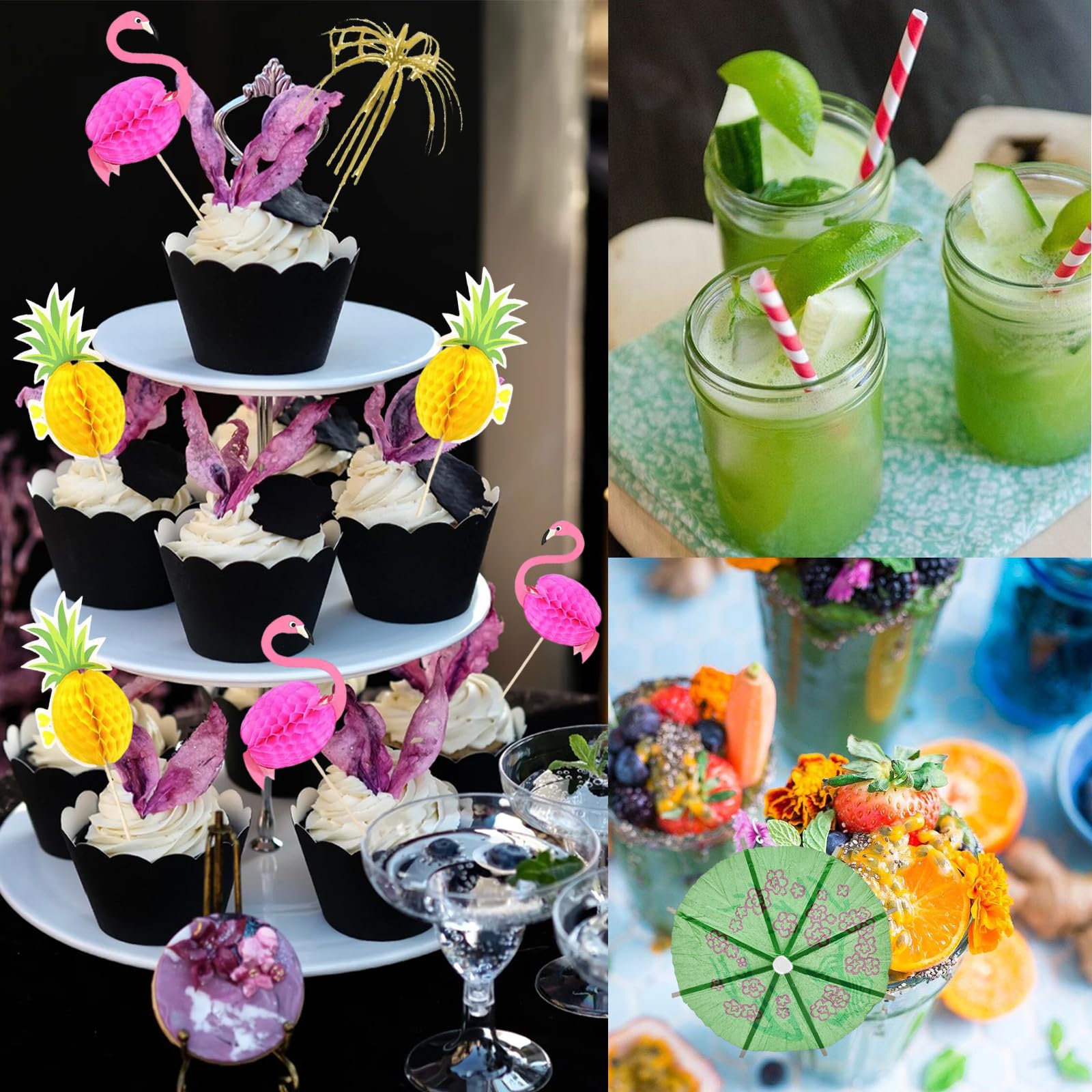 Decoration Pour Verre Lot De 144 Parapluies à Cocktail Pour Boissons, Couleurs Et Motifs Parapluie Cocktail