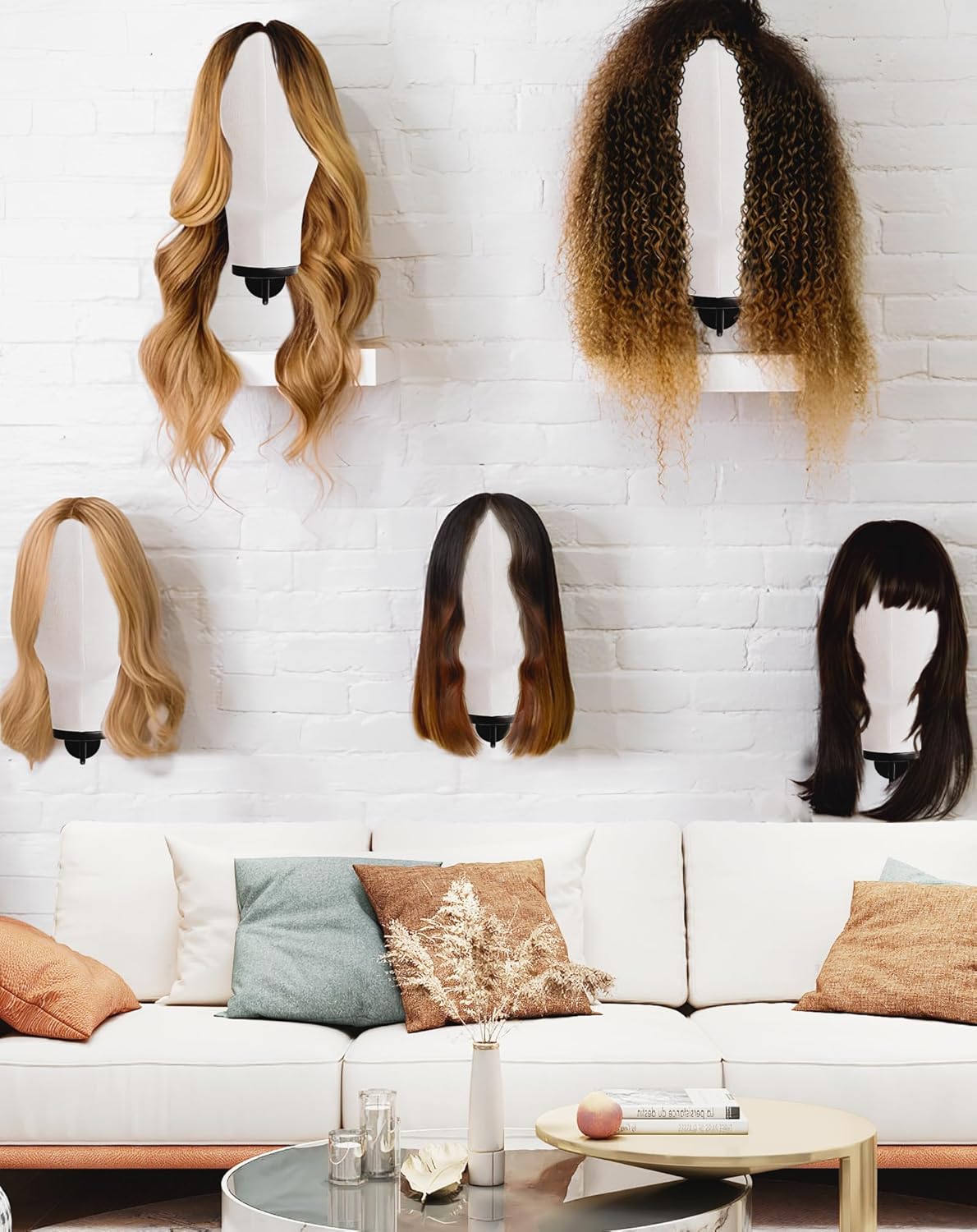 CHADWICK Mannequin Head Wall Mount, Hanging Wig Stand for Wigs, Hats and Glasses, Mannequin Head Hat Display Stand, Wig Holder for Wigs, Wig Storage Hanger, Cowboy Hat Rack for Wall