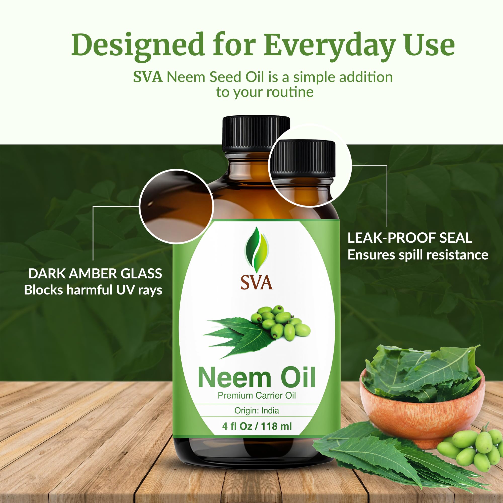 Olejek z nasion miodły miodłowej SVA – 100% naturalny tłoczony na zimno – do twarzy, pielęgnacji skóry, pielęgnacji włosów, masażu skóry głowy i masażu ciała – olejek nośny z zakraplaczem