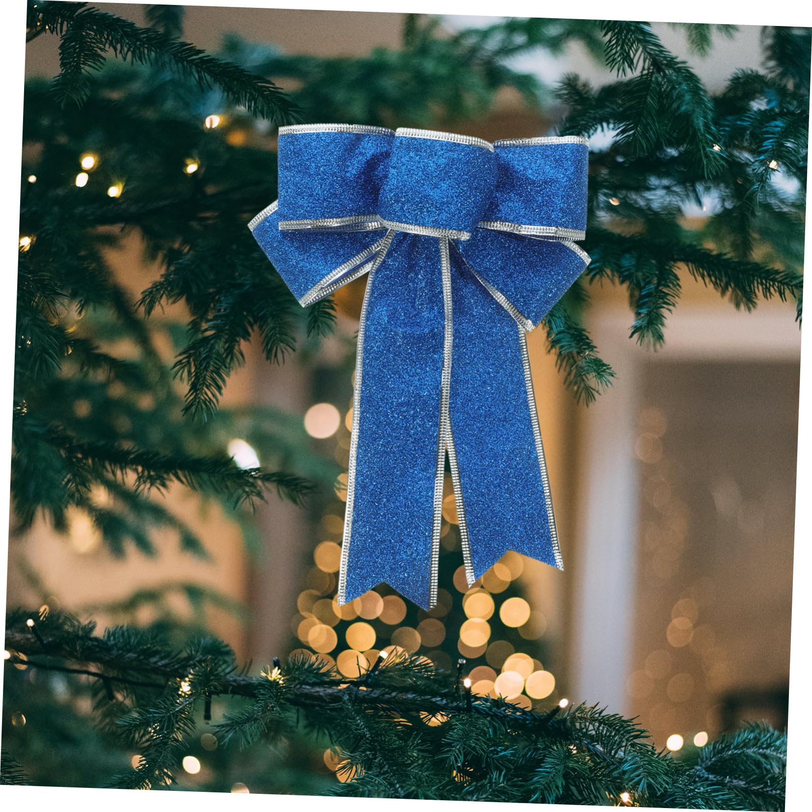 MAGICLULU 5pezzi Fiocchi Regalo Natalizi in Poliestere Scintillante Nodi Regalo Decorazioni per Albero di Natale Porta su Porte Pareti Sedie Tavoli Blu