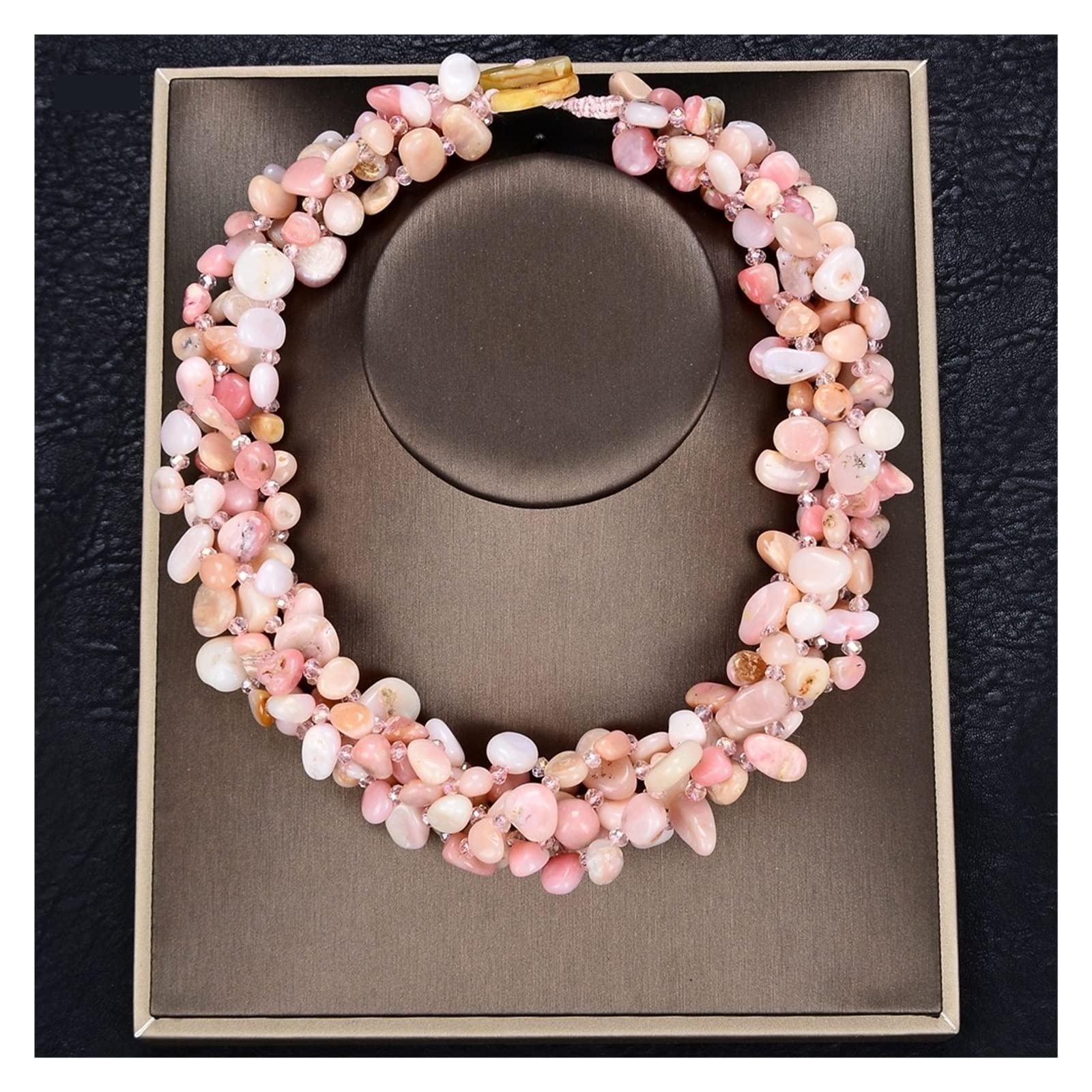 Gioielli 20 pollici 5 fili collana di cristallo opale rosa soddisfare Collane da donna