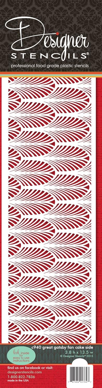Designer Stencils Great Gatsby Fan Cake Stencil Side