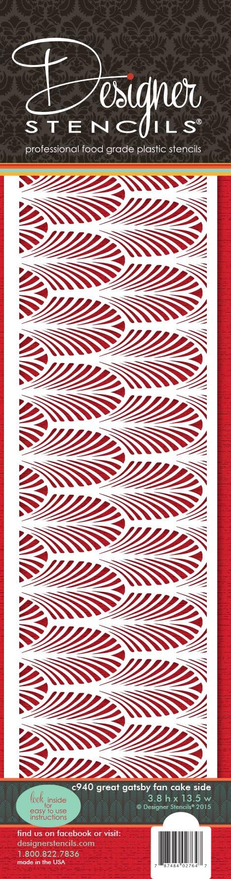 Designer Stencils Great Gatsby Fan Cake Stencil Side