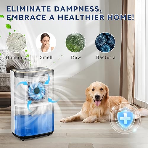 Miniatura 6 de Deshumidificador de 4500 pies cuadrados para sótano con manguera de drenaje, 50 pintas grandes mejores deshumidificadores de compresor para el hogar