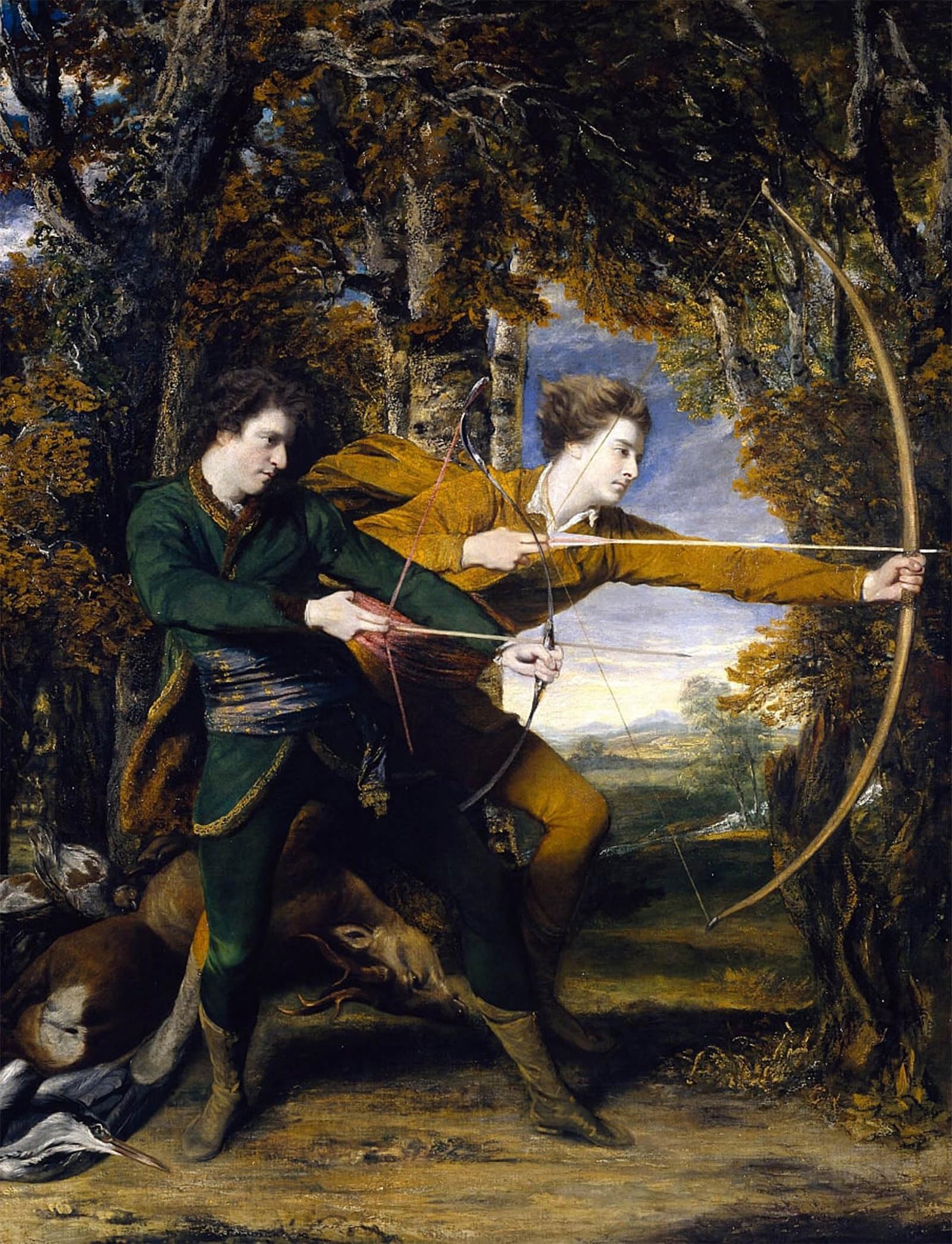 POSTERIIk Vintage Classic Picture Landscape Artwork Colonel Acland and Lord Sydney- the Archers by Joshua Reynolds Portrait Canvas Painting for Office Home Decor 60x90cm