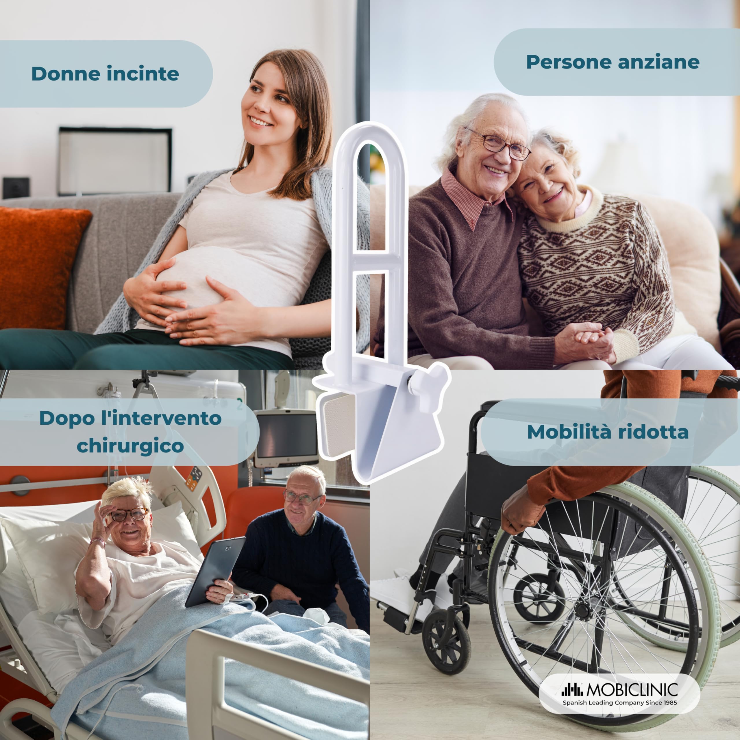 Mobiclinic®, Maniglia Accesso Vasca, Vasche da Bagno con Bordi Lisci (4,5-13,5 cm), Altezza Regolabile, Impugnatura Ergonomica, Max. 100 kg, Uso Clinico e Domestico, Sicuro e Funzionale, Mobibary