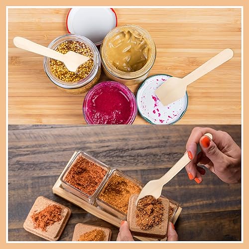 Miniatura 7 de Sieral Paquete de 1000 mini cucharas de madera desechables de 3.74 pulgadas, cucharas de helado para degustar yogur, helado, postre