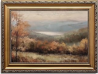 ASTRDECOR Framed Vintage Wall Art for Bedroom, Rustic Fall Landscape Can...