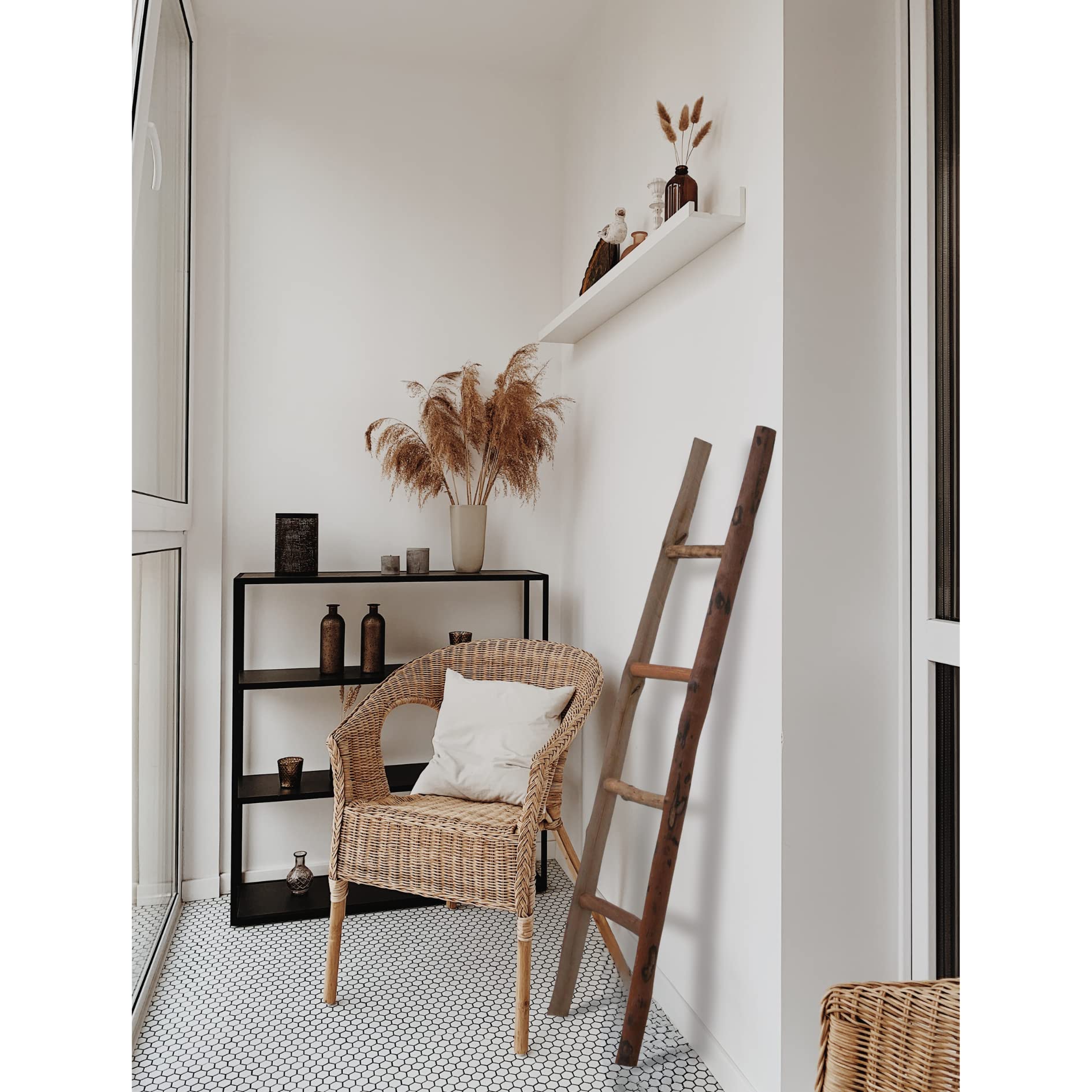 Biscottini Leiter aus Holz 40x8x150cm - Holzleiter Vintage deko - Naturlich Leiter handtuchhalter - Leiter Holz Made in Italy