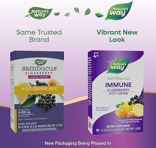 Miniatura 2 de Nature's Way Sambucus - Mezcla de bebida caliente de saúco con vitamina C y equinácea, apoyo inmunológico*, sabor a miel y bayas de limón, 10