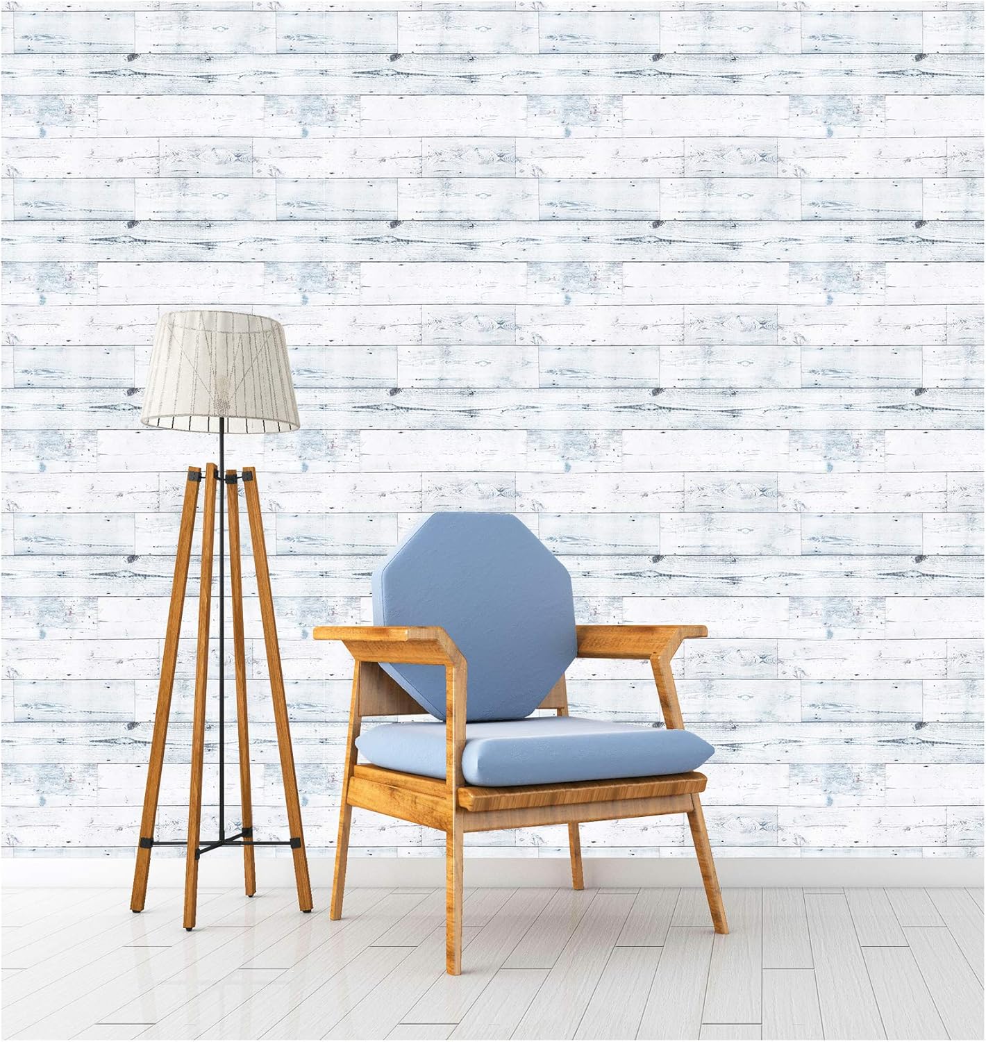 HAOKHOME Peel and Stick Wood Wallpaper Shiplap Light Grey/White Distressed Wood Plank Removable Contact Paper Self Adhesive 17.7in x 32.8ft
