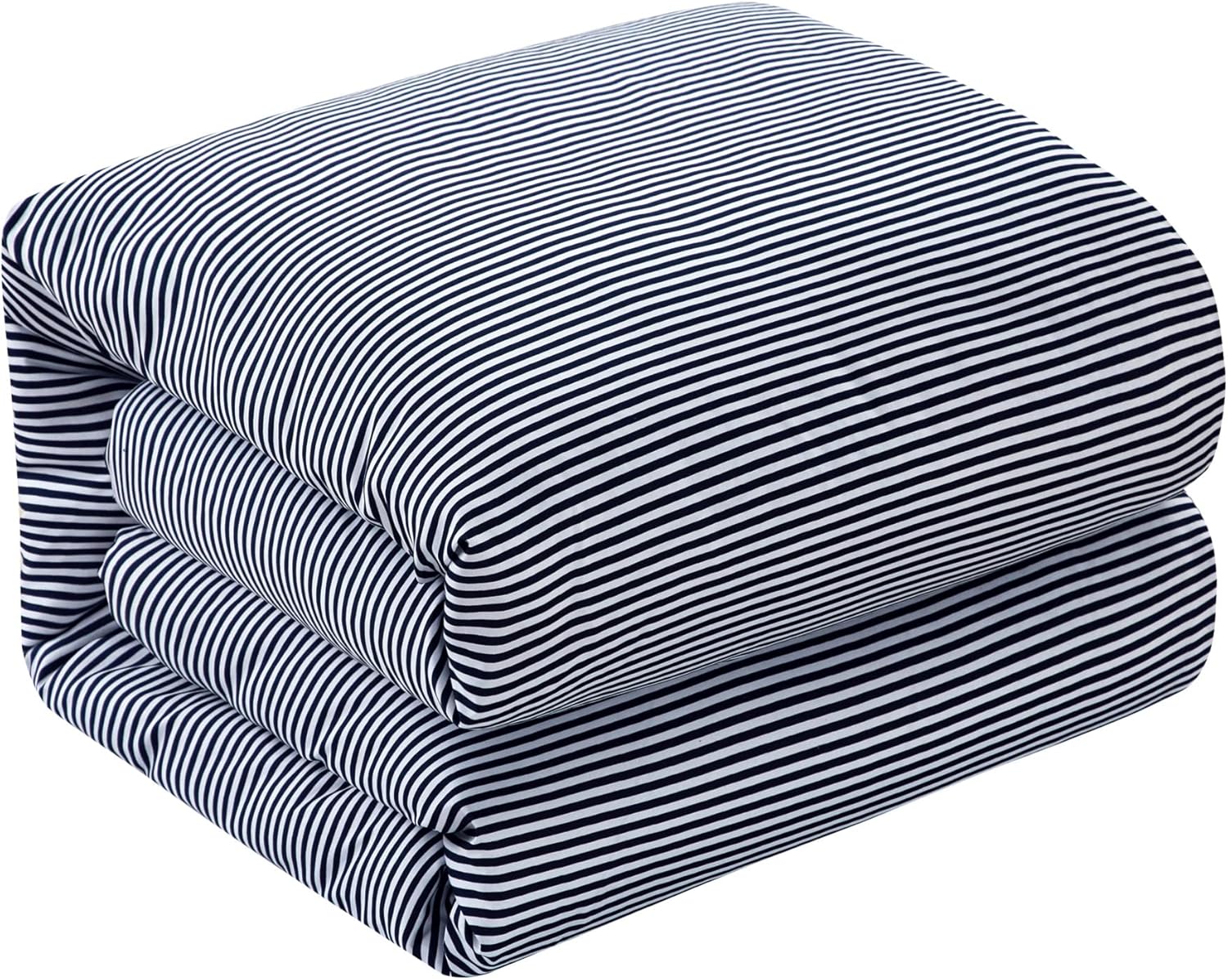 Chic Home Morgan 2 Piece Duvet Cover Set Contemporary Two Tone Striped Pattern Bedding - Pillow Sham Included, Twin, Navy