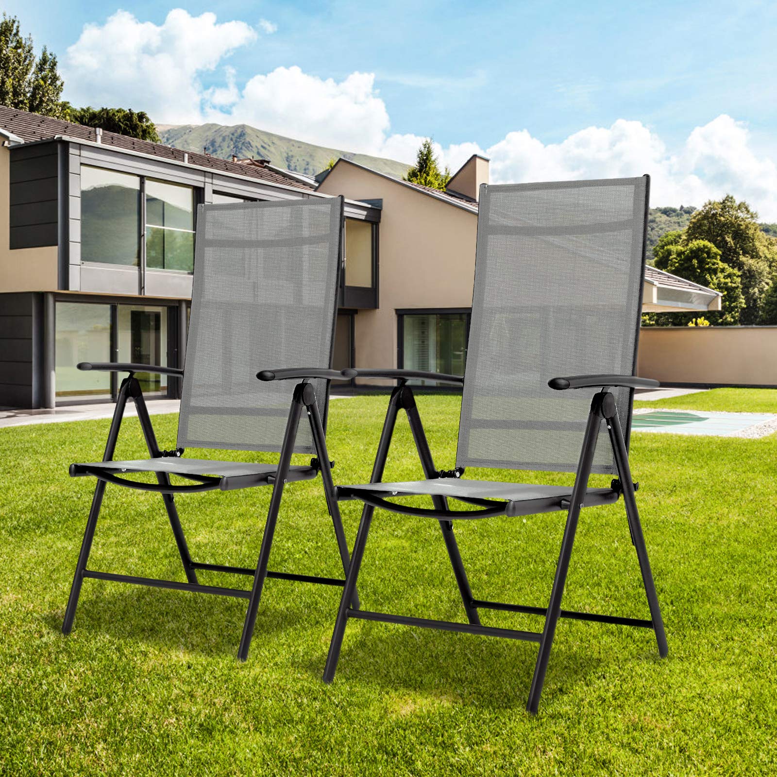 LIFERUN Aluminium Balkonstuhl 6 Set, Gartenstühl Hochlehner