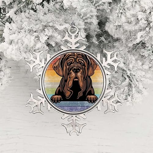 Miniatura 91 de Presa Canario Tree Decoration Ornament - Christmas Snowflake Ornament - Dog Lover Mom Gift Peeking Dog Snowflake Metal Ornaments for Xmas Tree LGBTQ