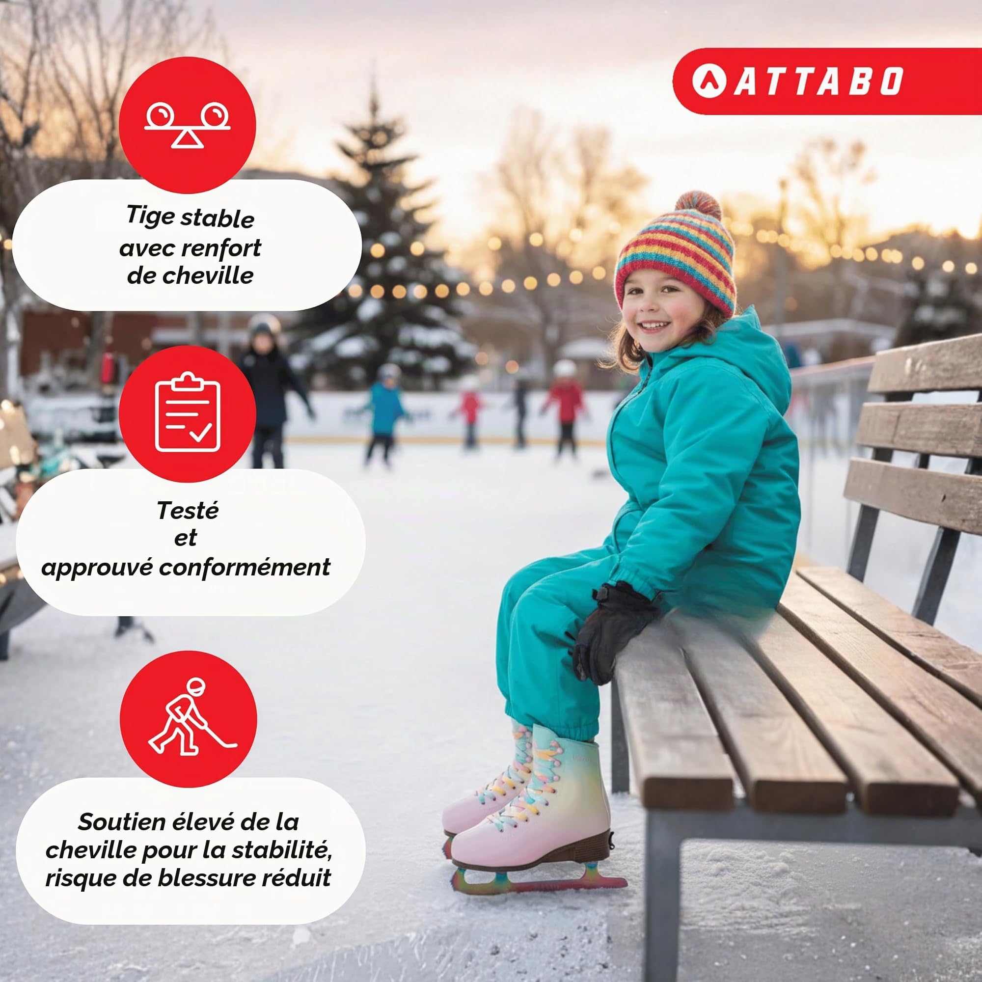 ATTABO OLI Patins à Glace artistiques réglables pour