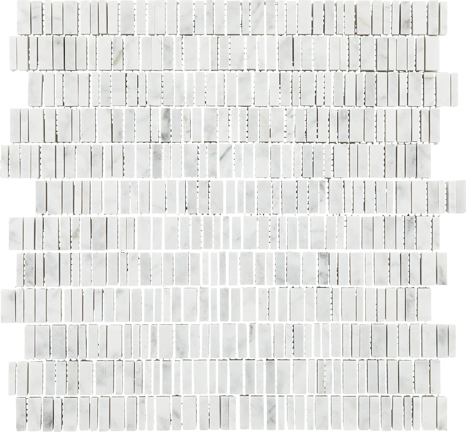 Daltile Marble Natural Stone Random Linear Mosaic in Carrara White for Backsplashes, Floors, or Walls
