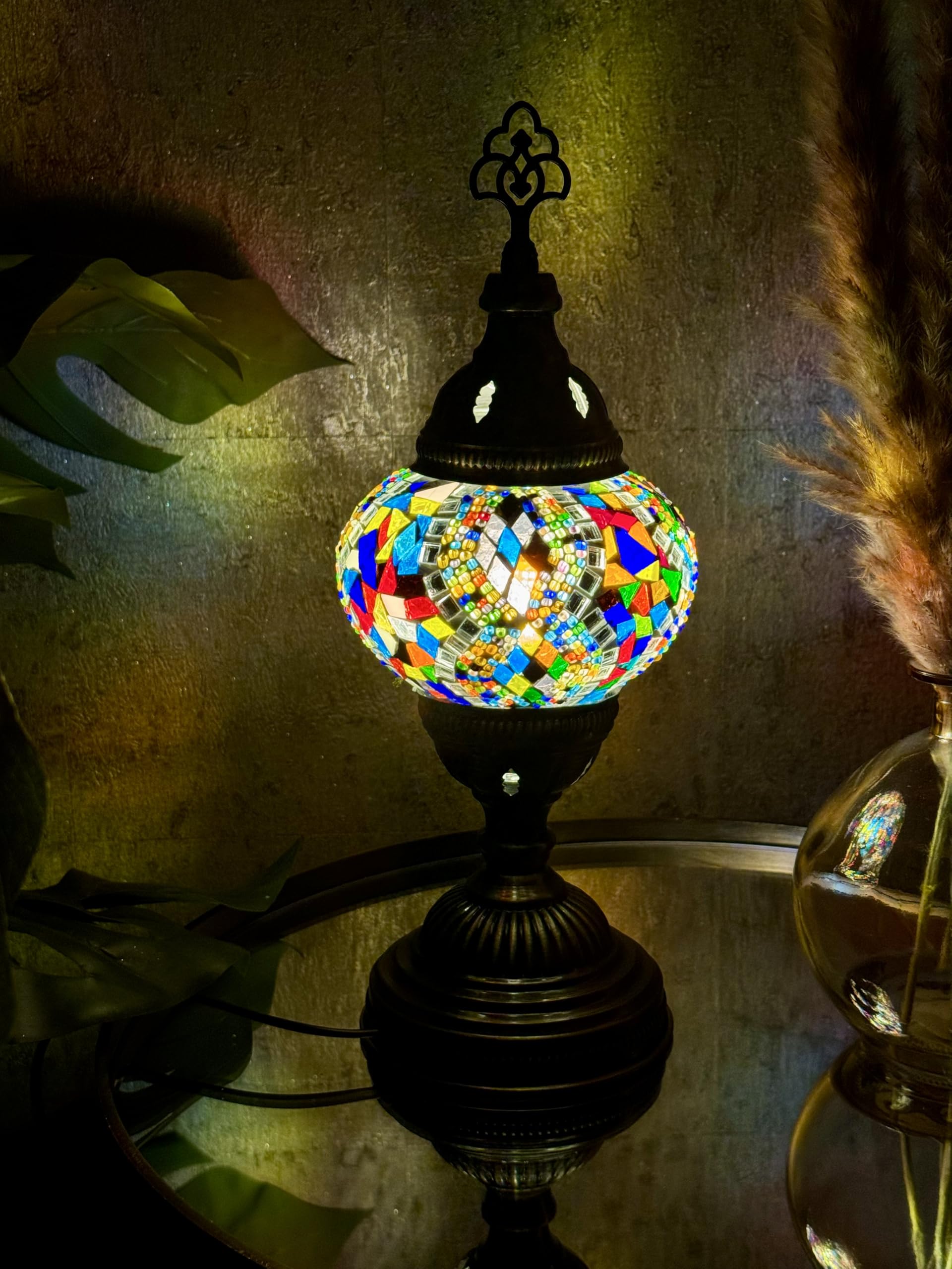 Lightza New Handmade Multi Color Turkish Moroccan Mosaic Table Lamp (Multi Coloured 10)