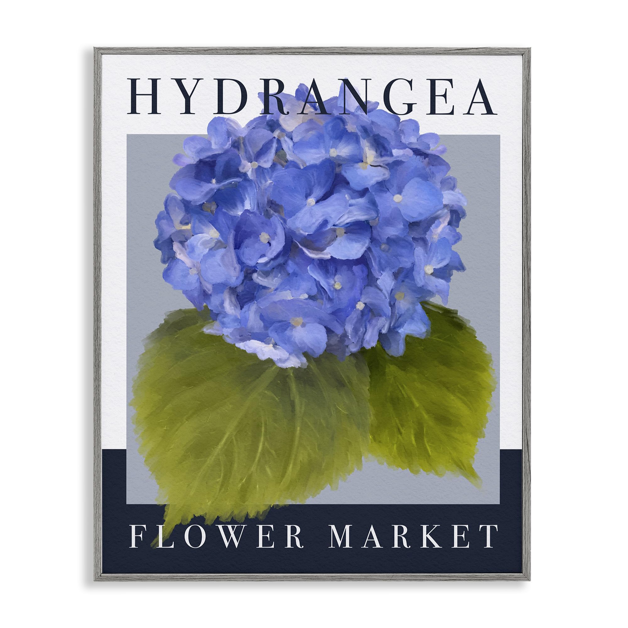 Stupell Industries Farmhouse Gray (Textured) Hydrangea Flower Market Botanical, 24 X 30 Inch Framed Giclée Print