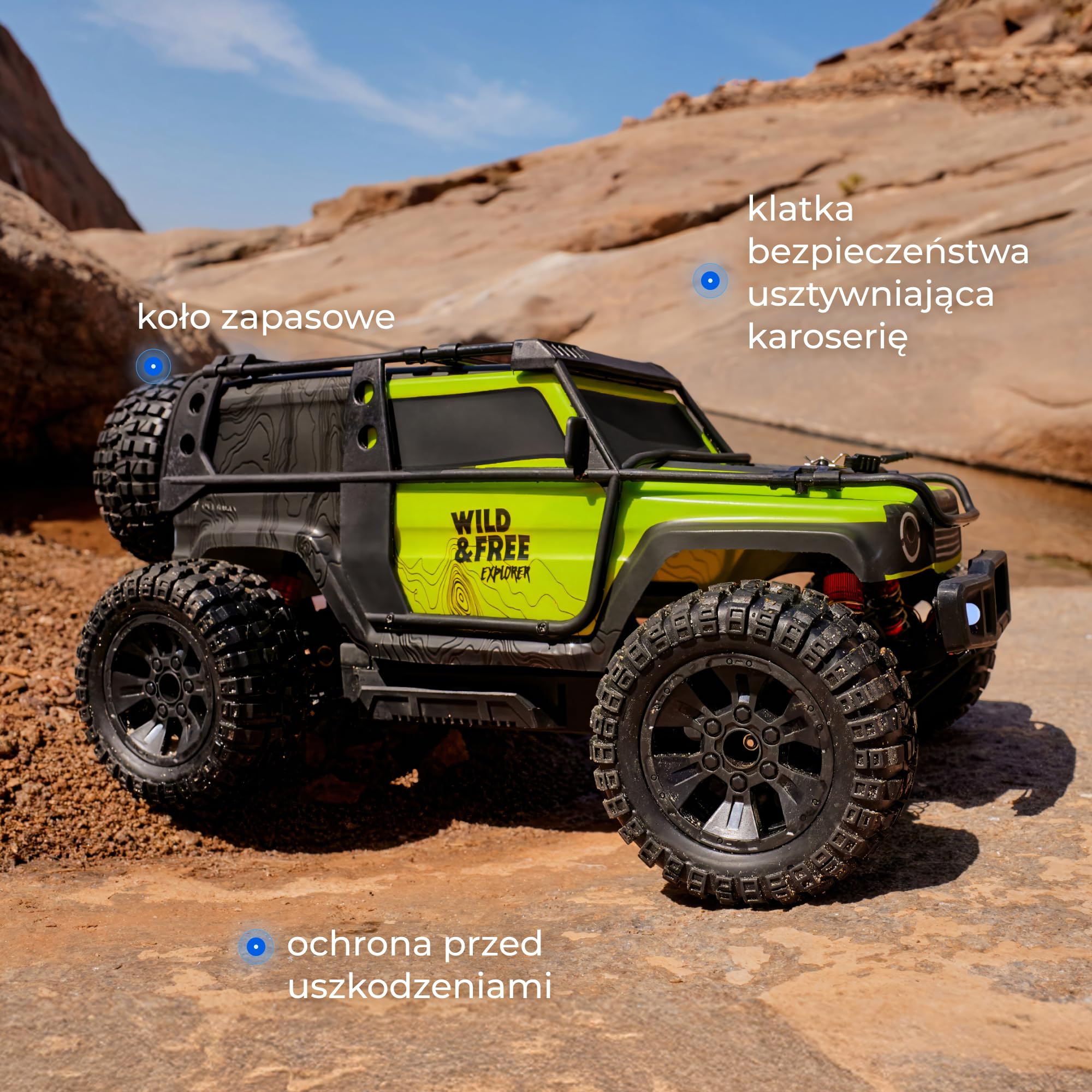 Lionelo Overmax X-Vast zdalnie sterowany samochód 4WD 1:10, 30 km/h Offroad RC, 2,4 GHz, 40 min z 2 akumulatorami, tłumikiem oleju, LED, jazda na dwóch kołach, Crawler dla dzieci 8+ i dorosłych