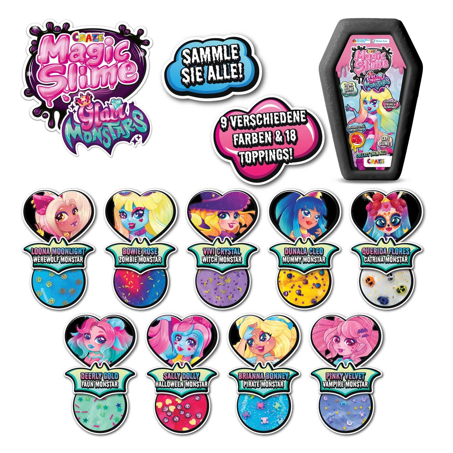 CRAZE MAGIC SLIME Glam Monstars Slayme, Slime Kit for Girls 3 Pack - Image 4