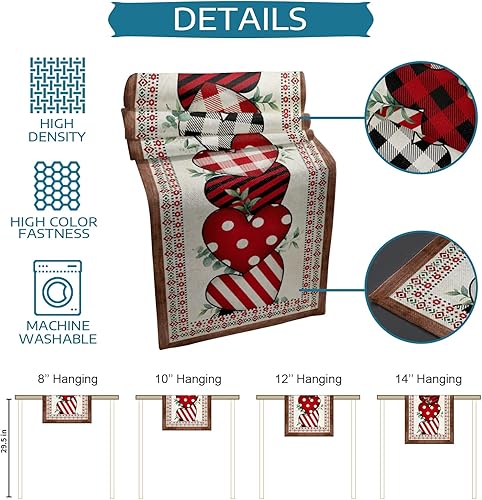 Miniatura 6 de Camino de mesa de San Valentín de lino de algodón de 108 pulgadas, bufandas de tocador, hojas de eucalipto, floral, tribus étnicas del suroeste,