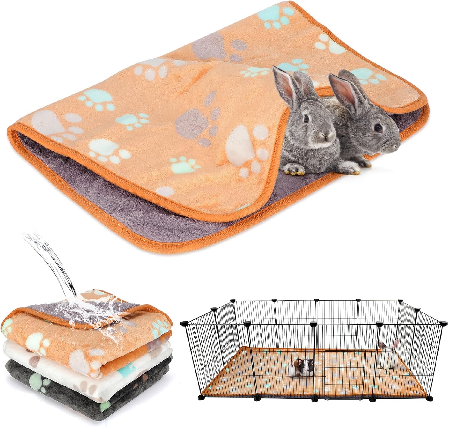 YUEPET Waterproof Guinea Pig Blankets Washable 3 Pack