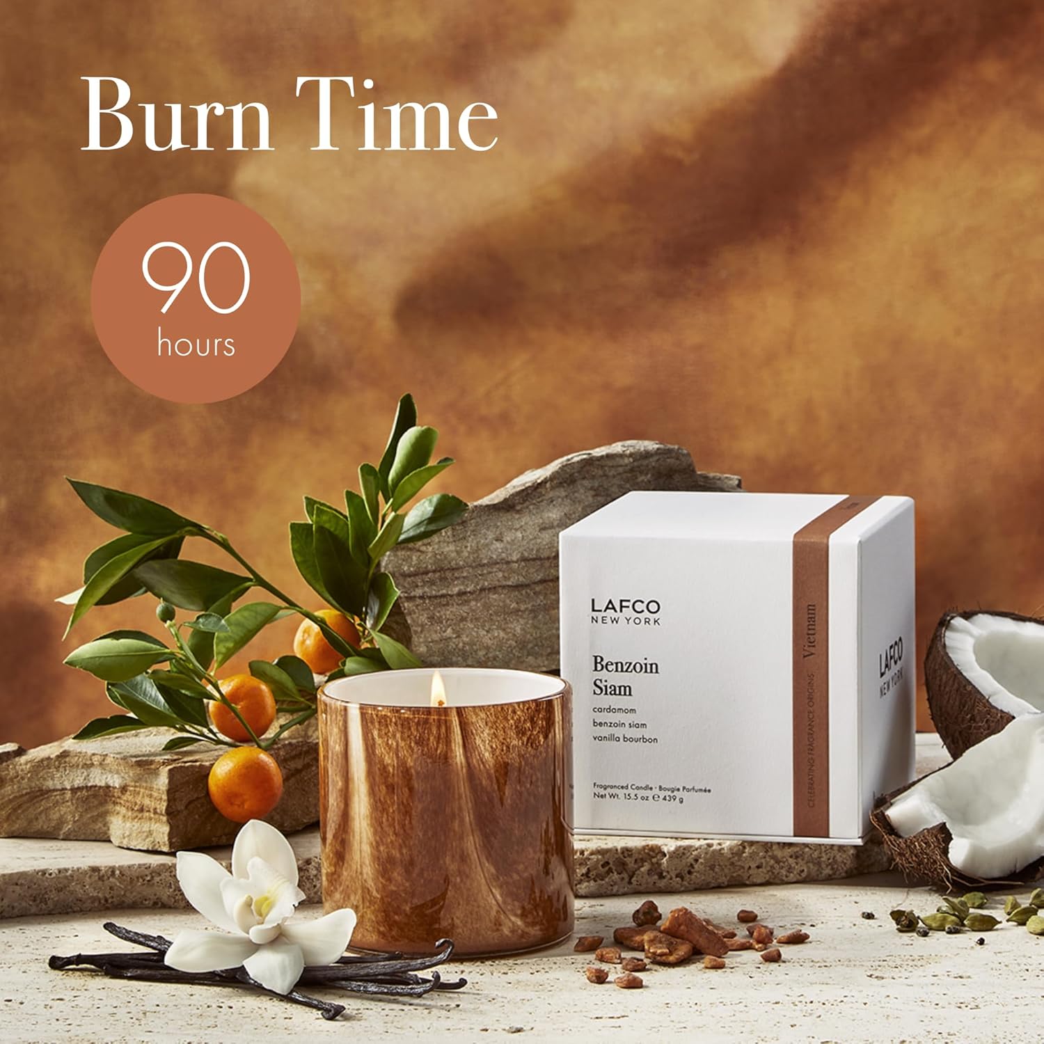 LAFCO New York Signature Candle, Benzoin Siam - 15.5 oz - 90-Hour Burn Time - Reusable, Hand Blown Glass Vessel - Made in The USA - Image 4