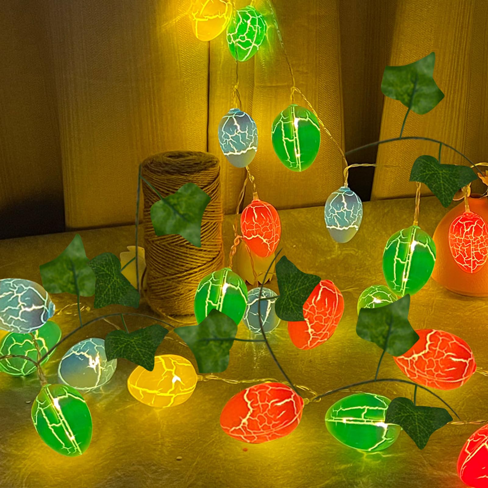 Oster-LED-Lichterkette Als Girlande Mit Eiern – Lametta-Ostergirlande Mit 10 LEDs (2 M) Oder 20 LEDs (4 M) – Wasserdicht IP43 – Für Innen & Außen – Frühlingshafte Deko