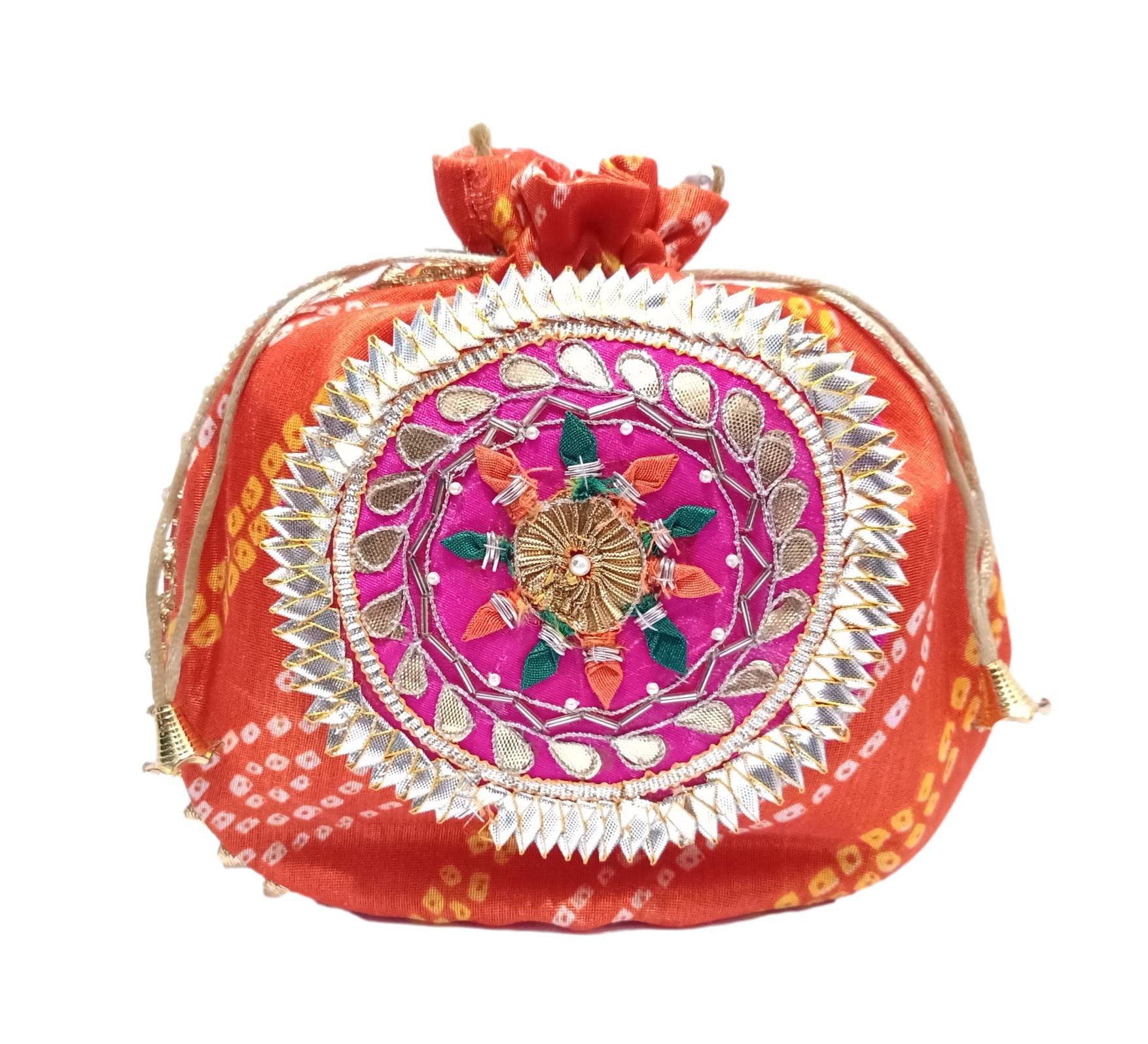 ATHZ Jaipuri Bandhej zarigota orange Potli Bag Bridal Purse Women handbag Shagun Pouch Return Gifts for women Handbag Potli Multicolored (B0BHNZP62G) Amazon Price History, Amazon Price Tracker