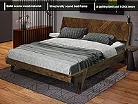 Vista 4 de Marco de cama con cabecero de madera maciza