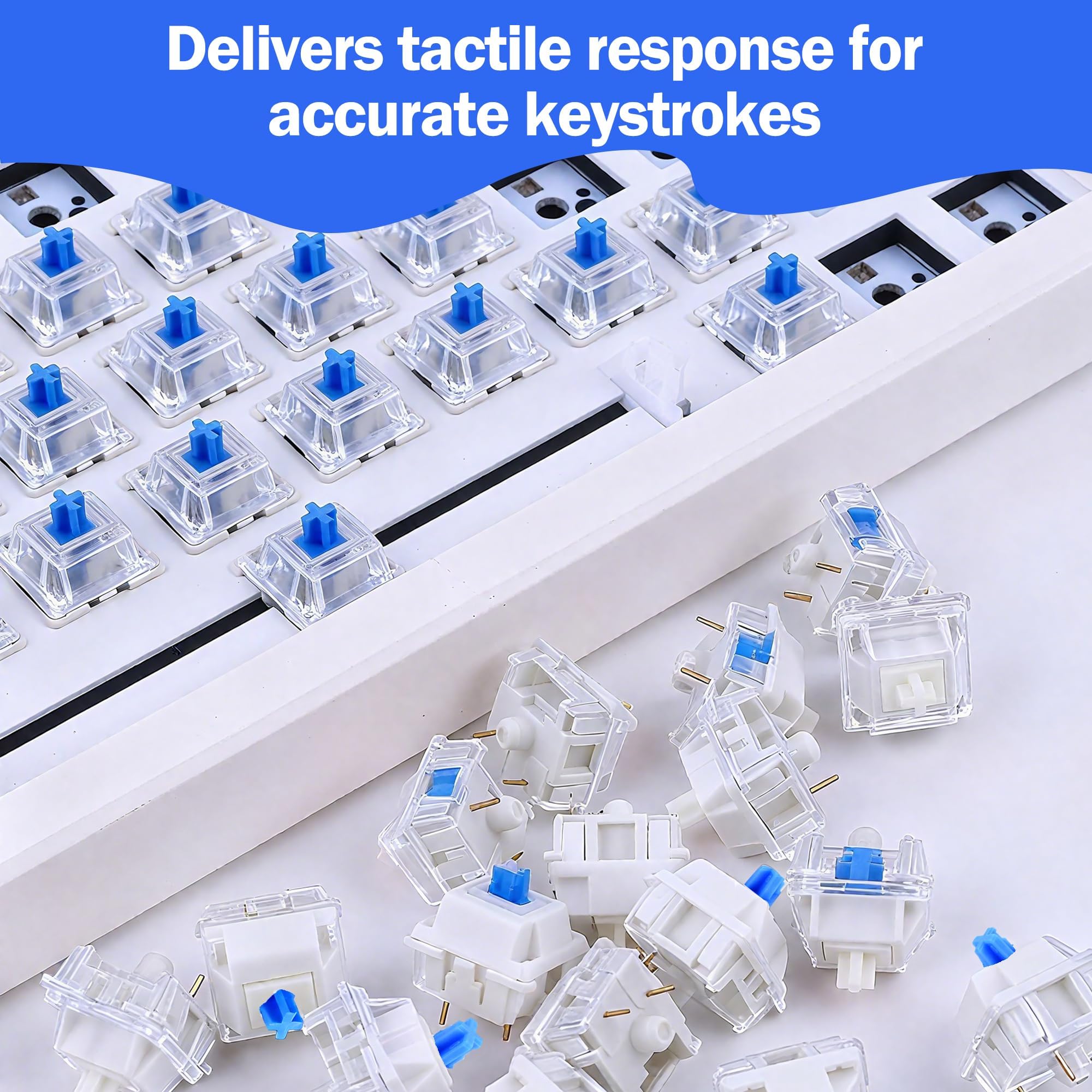 piercing 30Pc Blue Tactile Switches for Mechanical Keyboards, 3-Pin Clicky 1-Way Circuit, IP67 Rated — Amazon image 4