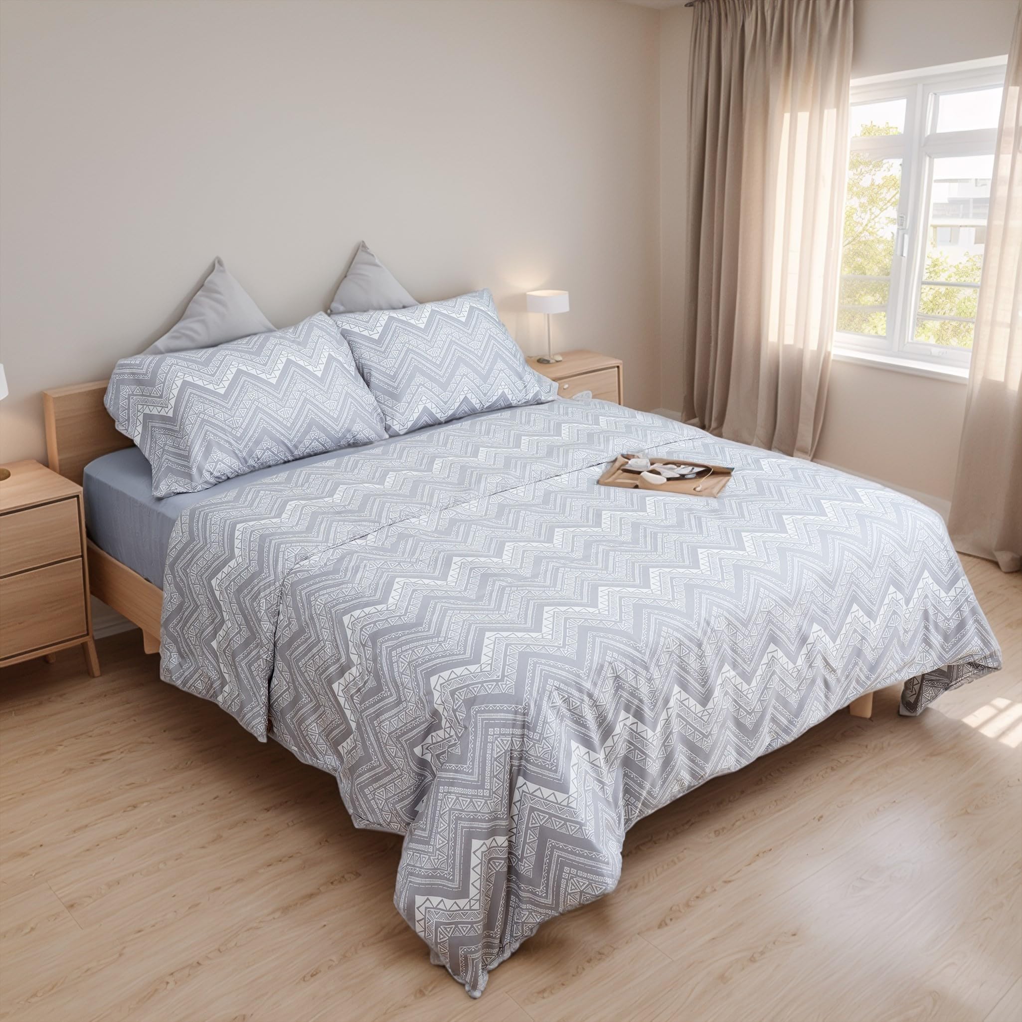 Etrexonline Juego de Funda Nórdica 3 Piezas Cama 135 Microfibra Extra Suave Transpirable - 1 Funda Edredón 220x220 cm y 2 Fundas de Almohada 50x70 cm (Eucalipto) — view 41