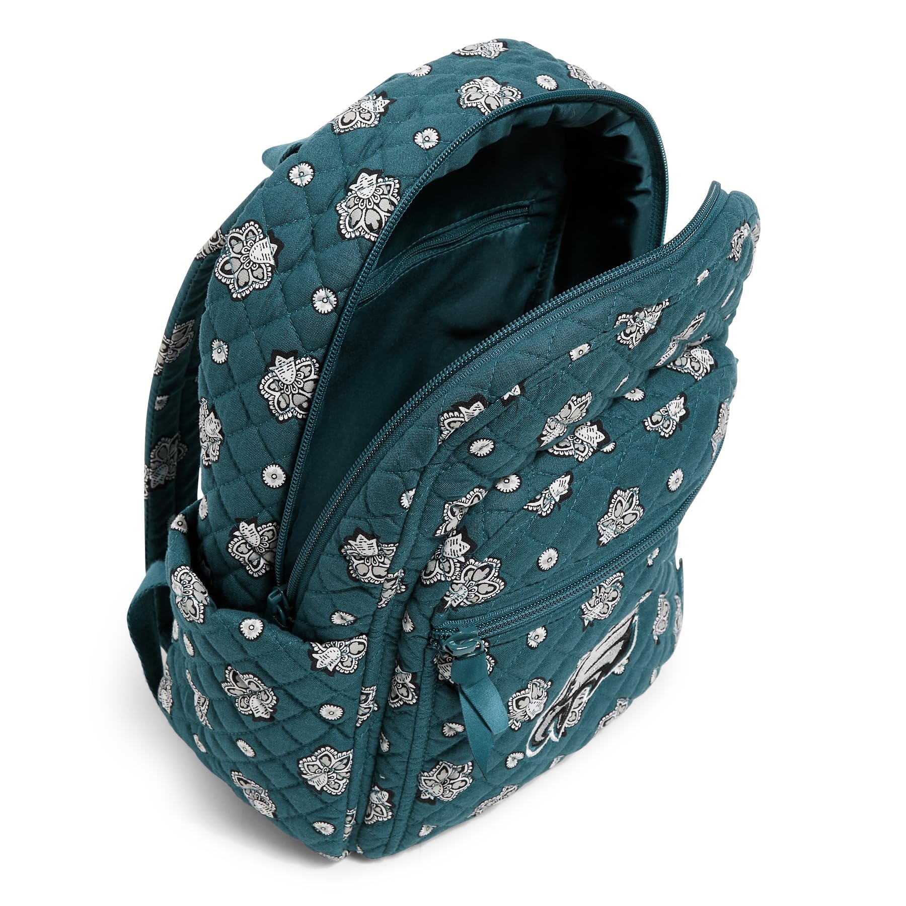 Vera Bradley Damen Cotton NFL Small Backpack (Multiple Teams Available) Büchertasche, Philadelphiaeaglesongreen/Blackbandana, Einheitsgröße