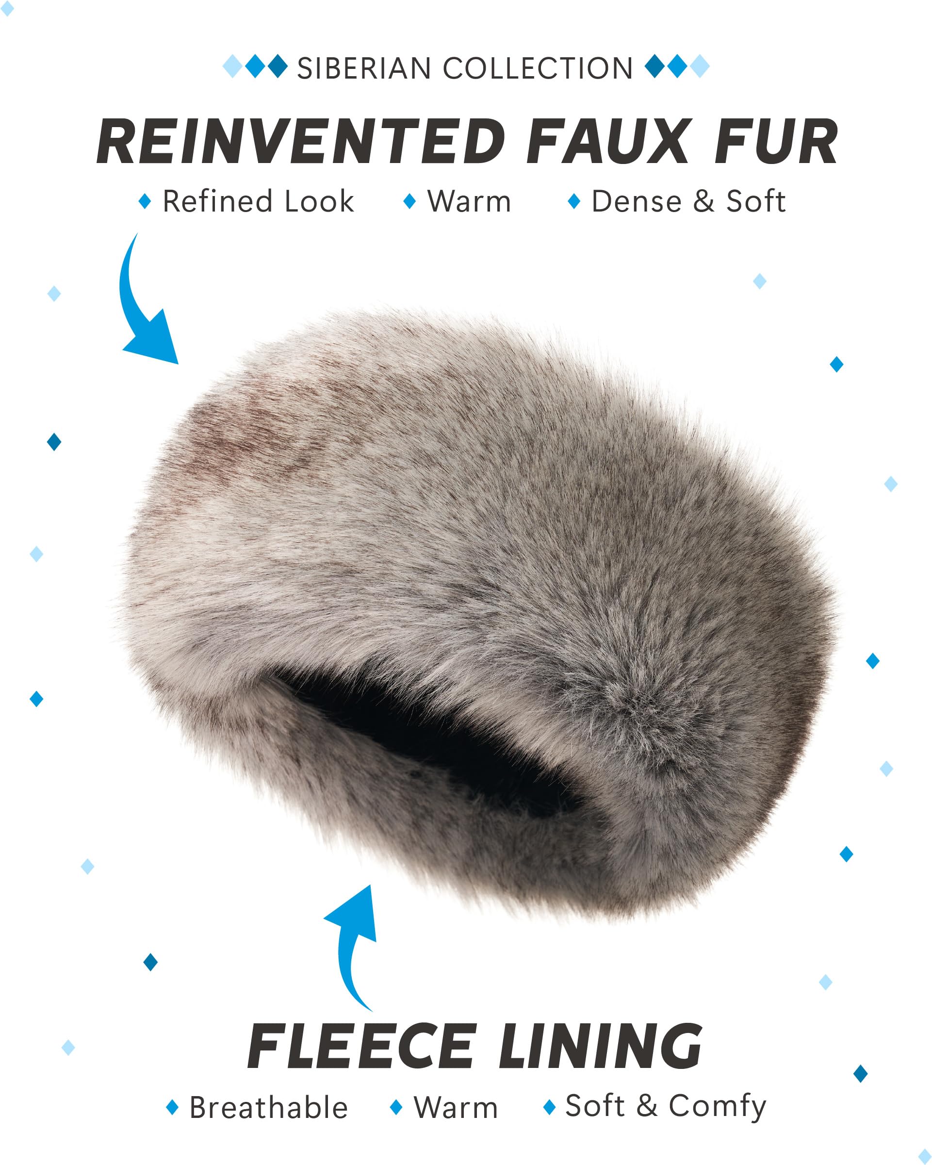 Futrzane Siberian Headband - Womens Faux Fur Headbands - Fluffy Russian Earband - Size S (Silver Siberian) - Image 4