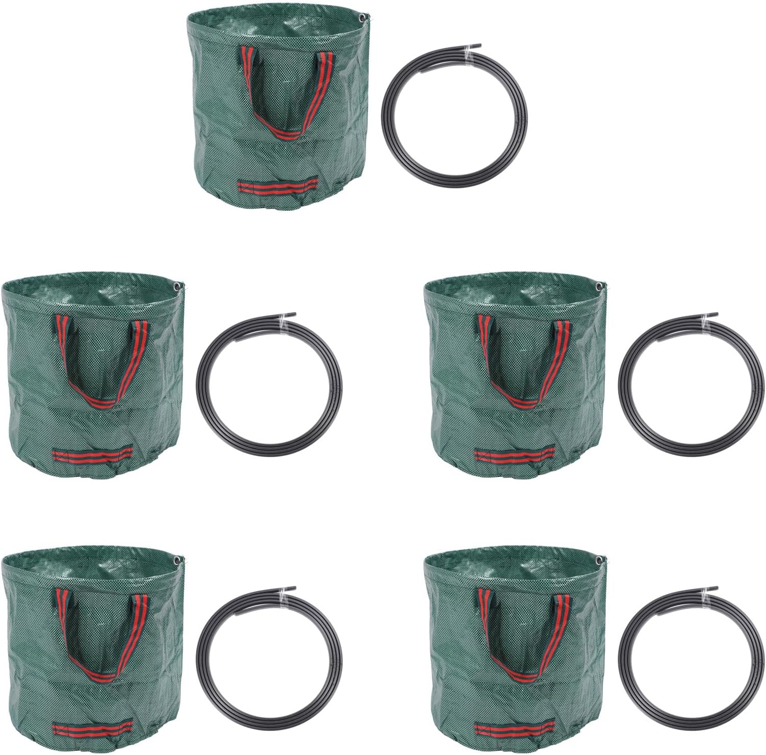 Reusable Garden Yard Bags Heavy Duty Standable Leaf Waste Storage Containers for Gardening Landscaping and Outdoor Cleanup Made of Durable PP Fabric Includes 5 Bags with Support (60L)