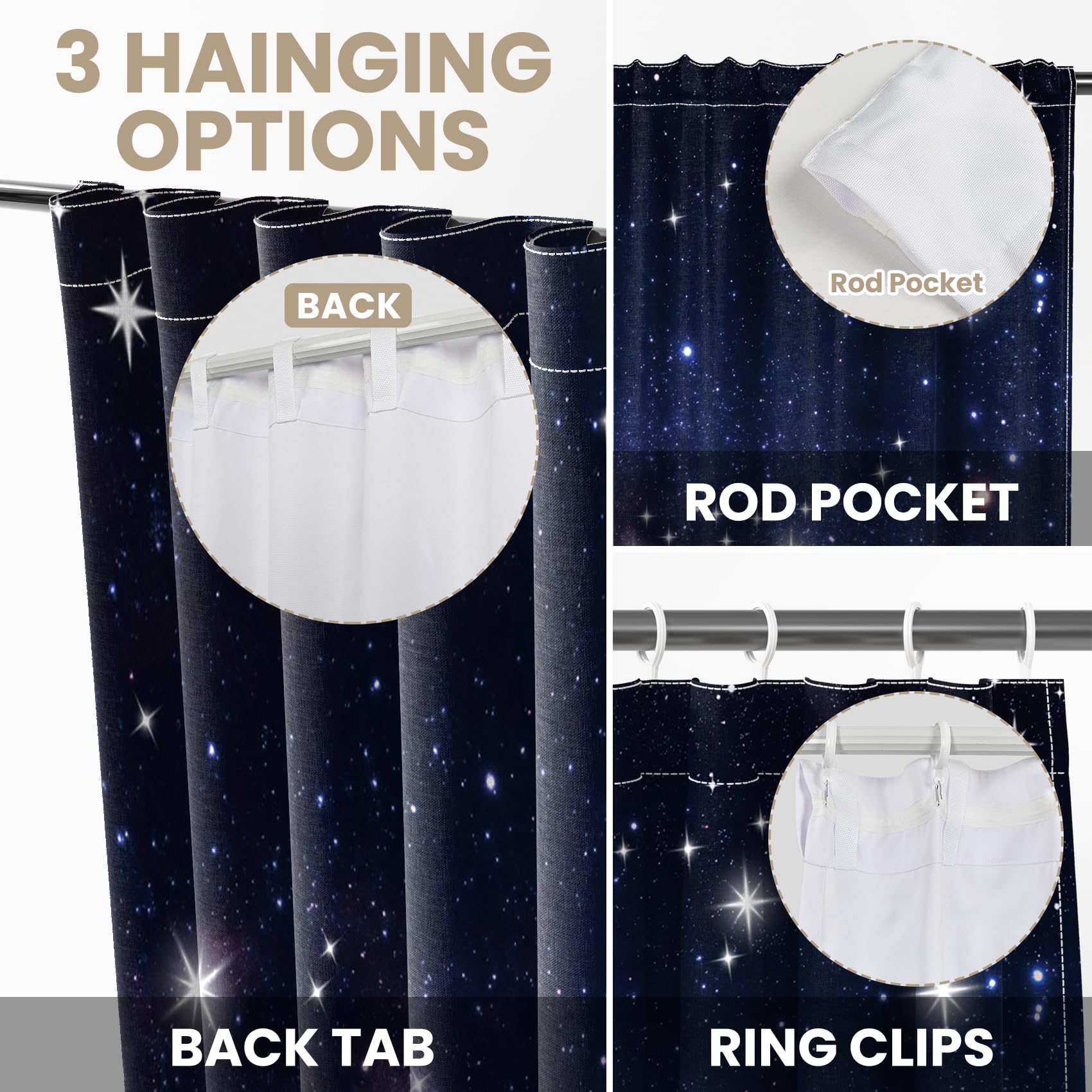 Kzzfqxb 117x183cm Starry Sky Curtains Set of 2 Panels - Image 4