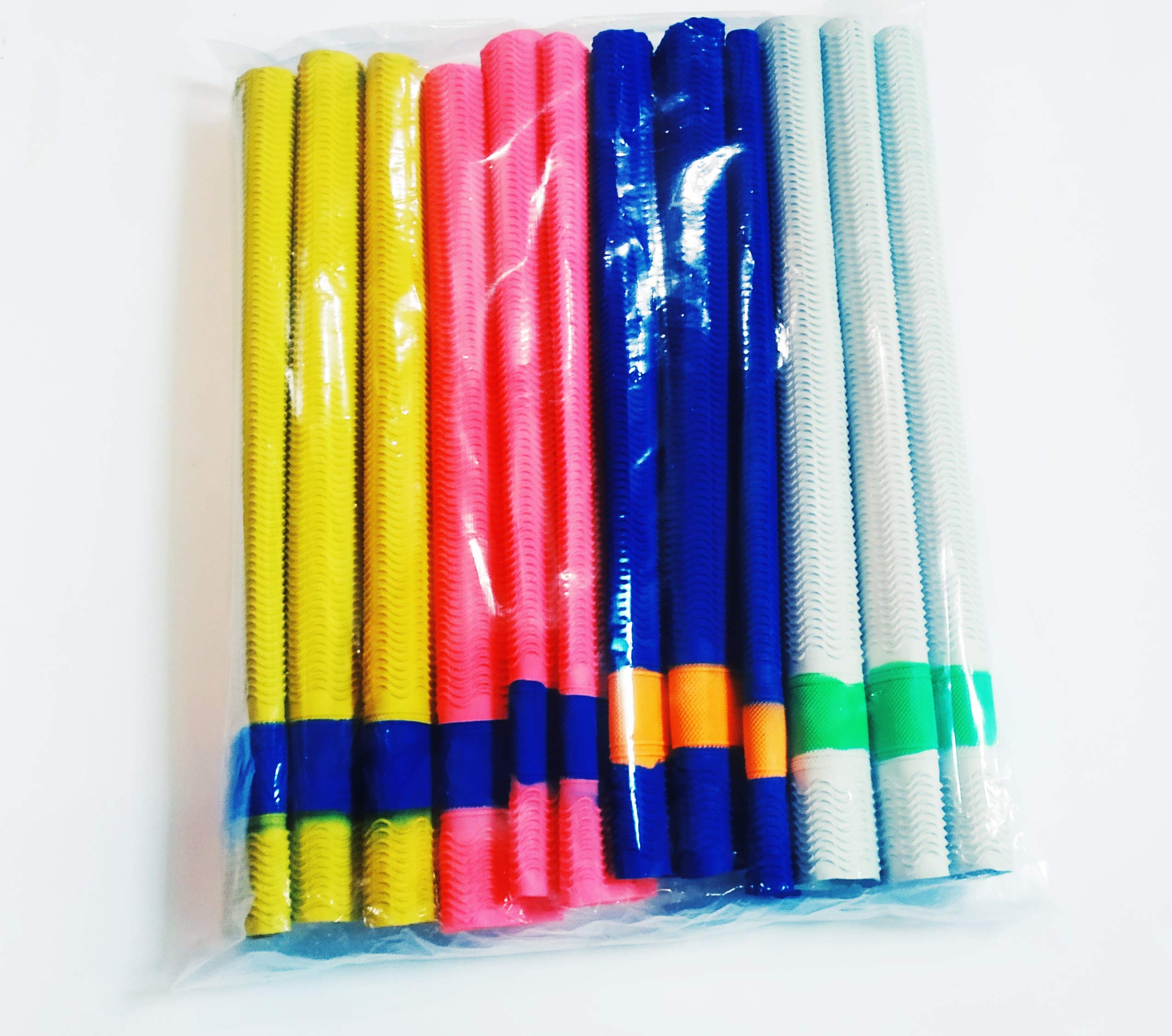 Lot De 12 Poignées De Batte De Cricket - Blanches Avec Bande Noire - Extra Collantes