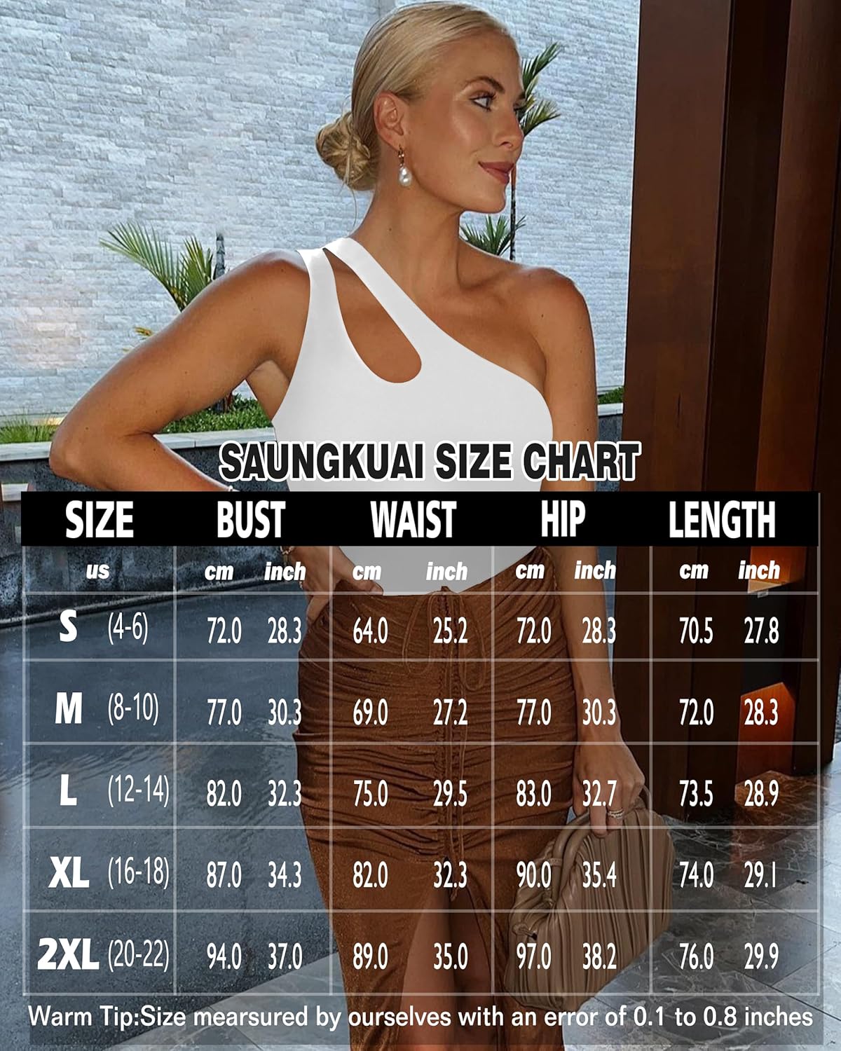 SAUNGKUAI Women's Sexy One Shoulder Sleeveless Cutout Thong Bodysuit Tank Top Body Suits V Backless Tummy Control Shapewear - Image 6