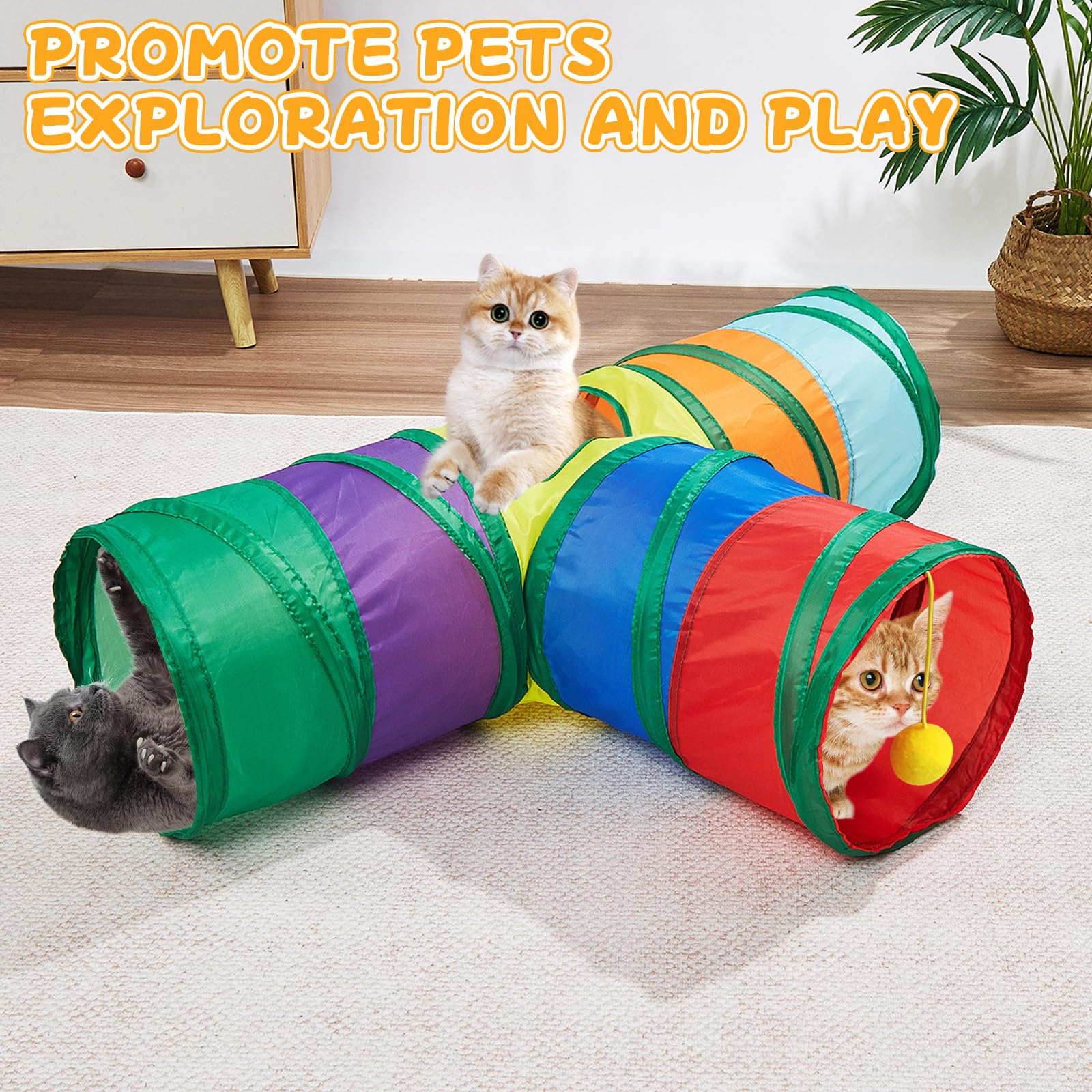 Giochi Tunnel per Gatti in Casa 3 Vie Pieghevole T Tunnel per Cani per Gatti Tubo per Gatto Gioco per Interattivo Cuccioli Conigli e Gattini Attivi Giocare