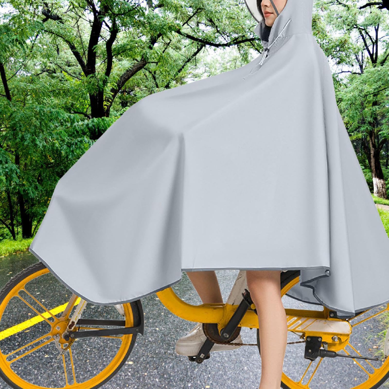 Poncho Pioggia Bicicletta Antipioggia Integrale con Materiale PU Resistente Cappuccio con Lacci E Stile Compatto Adatto per Ciclismo Città U