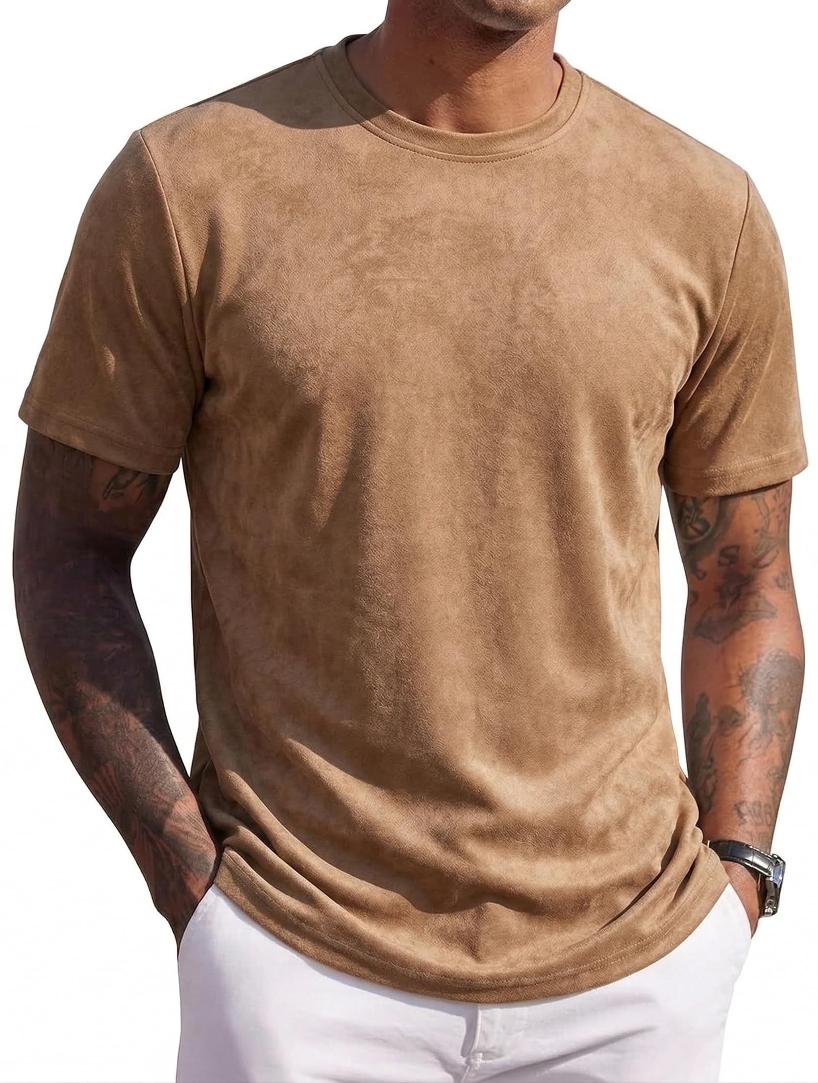 JEEGAL Herren T-Shirt Rundhals, 95% Baumwolle 5% Elasthan, Regular Fit Kurzarm Shirt mit Print, bequemes Männer Basic Shirt für Alltag Freizeit Sommer