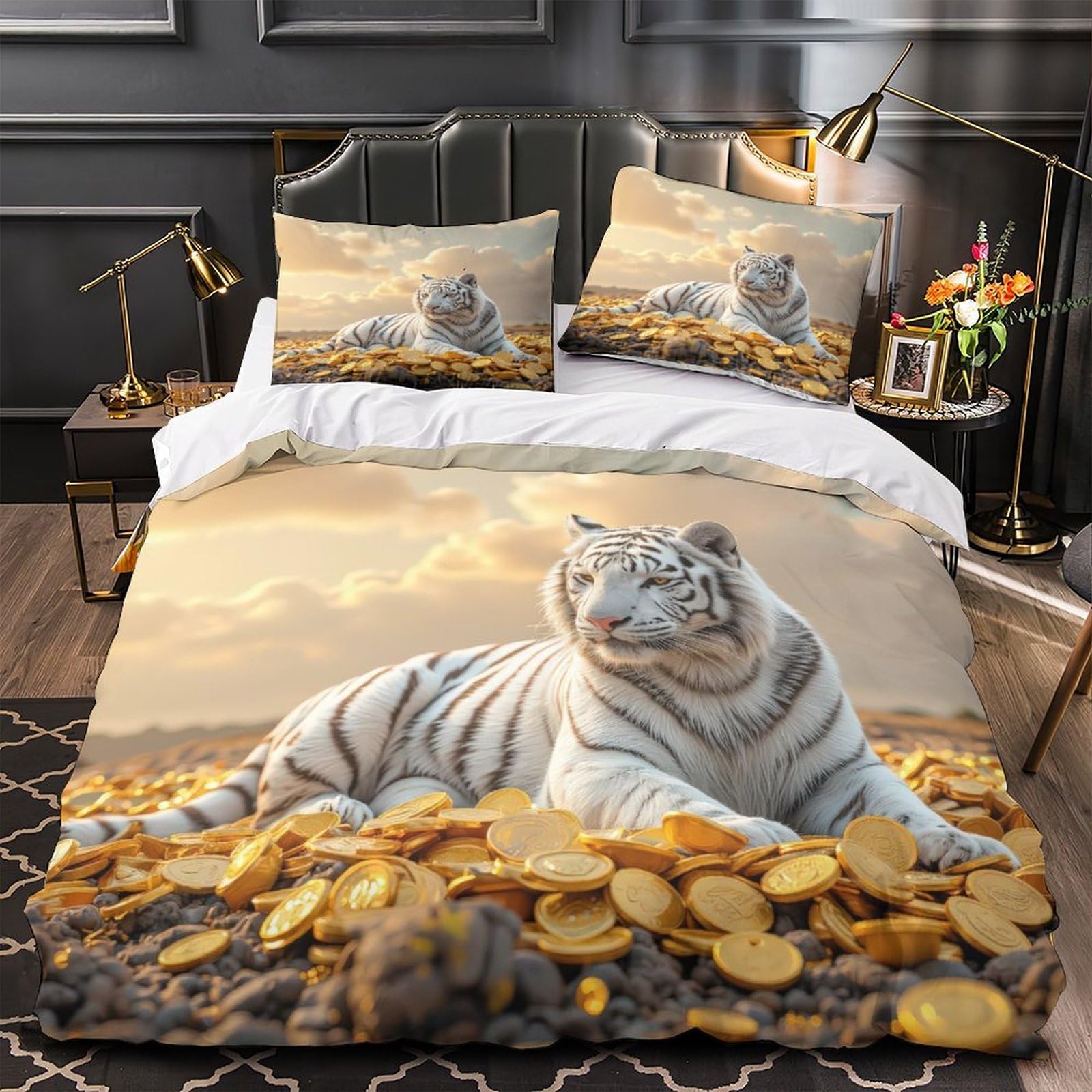 Parure de lit tigre blanc 3D ultra douce pour transformer la chambre des garçons et filles