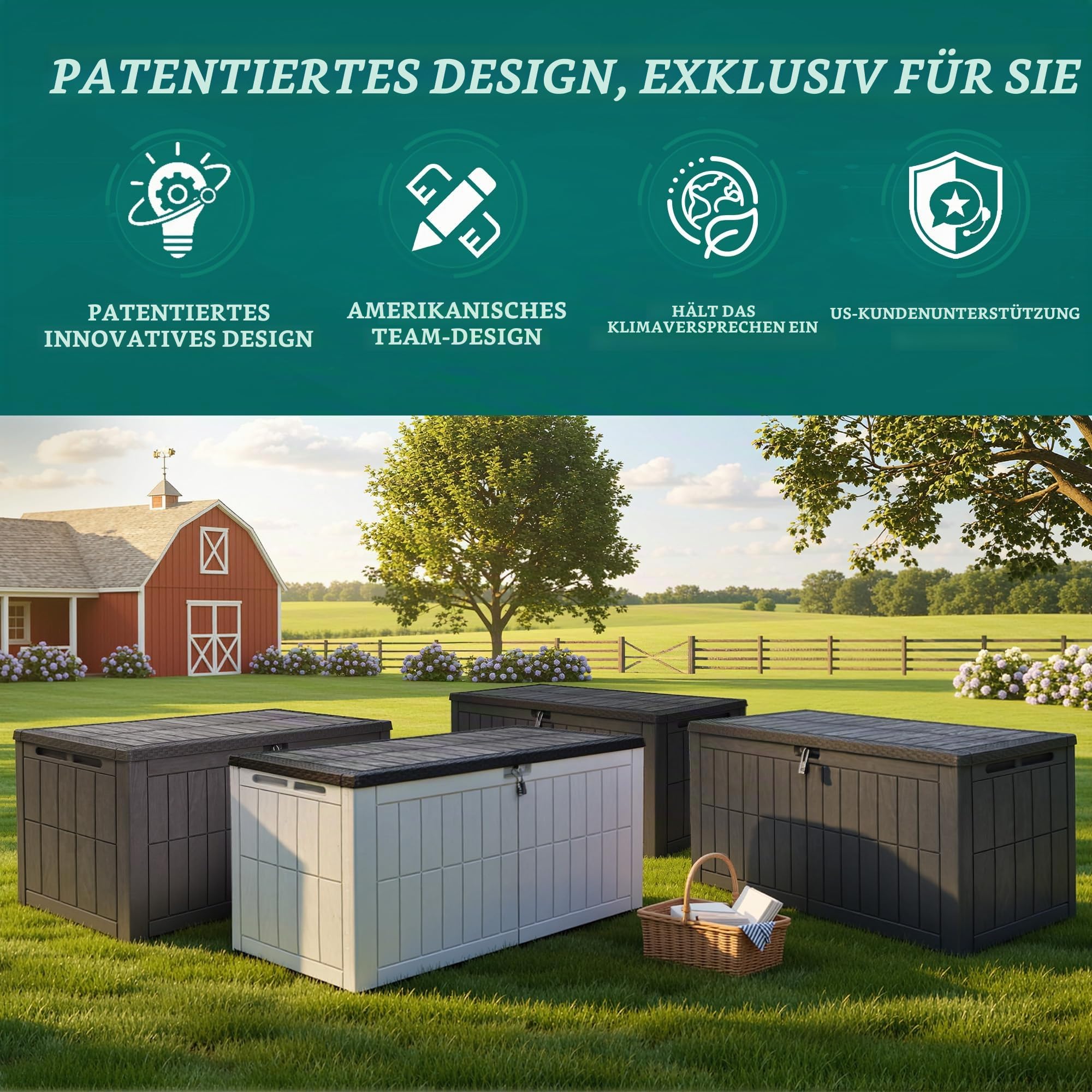 YITAHOME Außenspeicherbox 450L wasserdichte Deckbox für Gartengeräte Terrassenkissen Swimmingpool-Zubehör verschließbar einfach zusammenzubauen vielseitiger Sitzbank oder Tisch,dunkelgrau