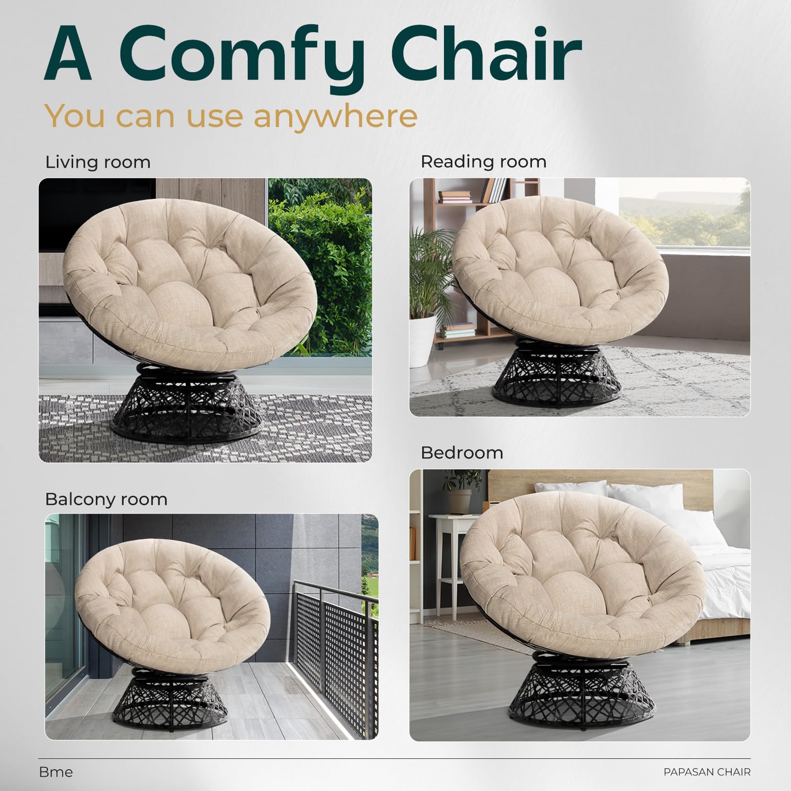 Amazon.co.jp: Bme 40インチ エルゴノミックウィッカー パパサンチェア