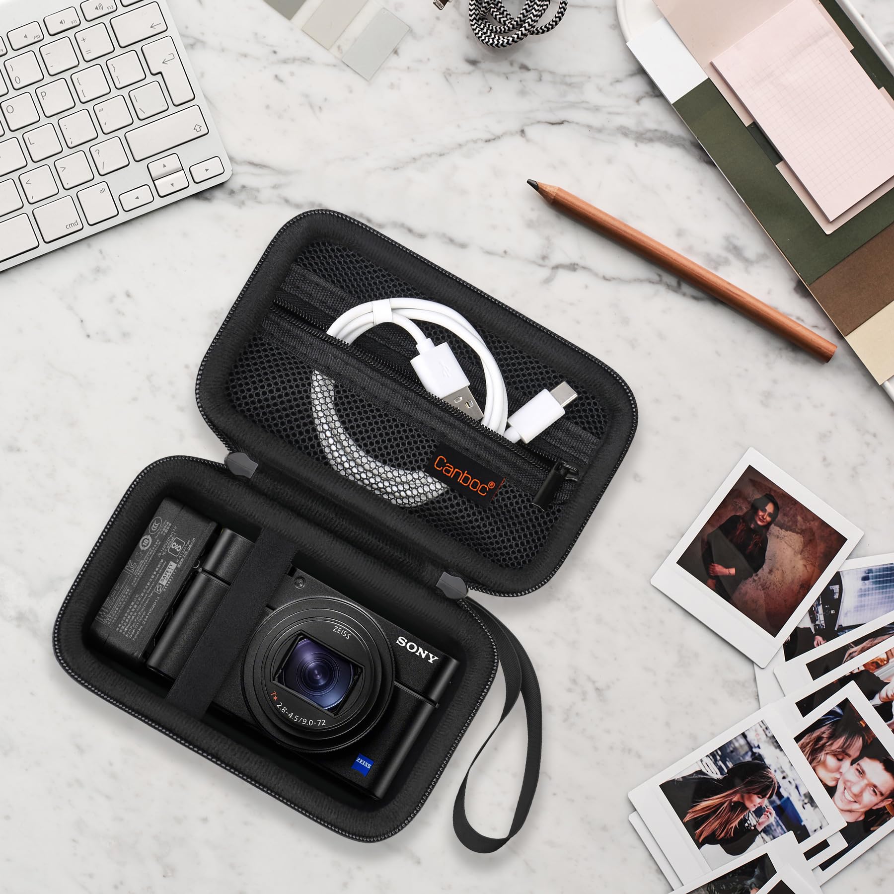 Canboc Caja portátil Sony rx100 VII / rx100 Vi / rx100 V / rx100 IV / rx100 III cámara Digital compacta, Bolsa de cámara para tontos, Negro